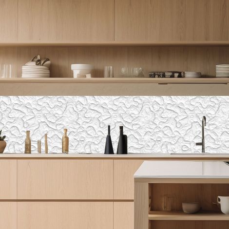Lupia Pannello Paraschizzi Schienale Cucina con decorazione stampata, TEXTURE WHITE, in Alluminio composito, Facile da applicare, Lavabile Ignifugo Resistente all'Acqua 260xH62,5 cm (1/4)