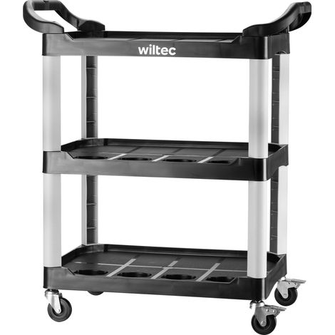 Wiltec 3-Ebenen Rollwagen Typ 01 mit 136 kg Traglast, Werkstattwagen 74,5 × 42,5 × 67,5 cm aus Kunststoff