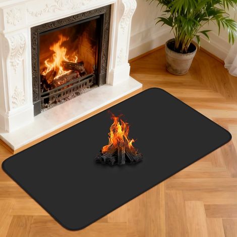 1 Tapis Ignifuge 120x70cm Résistant 1200°C Fibre De Verre Silicone Antidérapant Pour Cheminée Poêle Extérieur