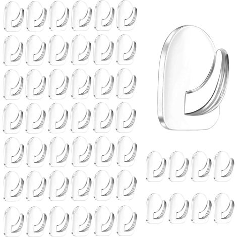 50 Pièces Crochets Muraux Autocollants Transparents pour Cuisine, Toilette (1/5)