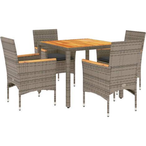 Maison Exclusive - 5-tlg. Garten-Essgruppe mit Kissen Grau Poly R