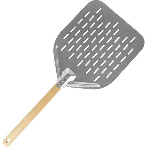 Pelle à pizza perforée professionnelle 40x30 cm – Acier inoxydable avec poignée amovible – Pour four à pizza et barbecue (1/5)