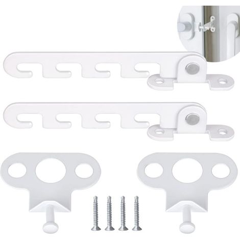 Entrebâilleur de Fenêtre à Battant 2 PCS Restricteur de Fenêtre, Livré avec 4 vis, Verrou de Fenêtre Serrure de Fenêtre à l'épreuve pour Régler l'ouverture de la Fenêtre (Blanc)