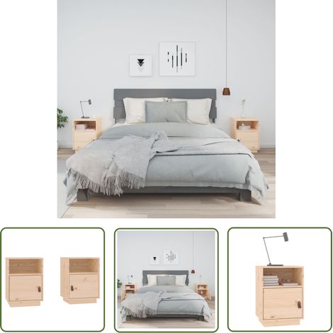 Lot de 2 Chevets Commodes de nuit - Tables d'appoint - 40x34x55 cm Bois de pin massif Chic-632570 (1/5)
