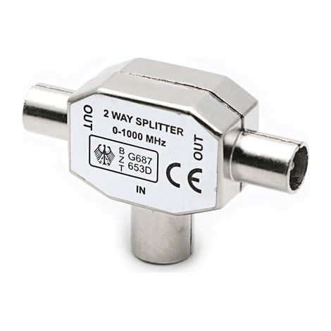 Connecteur coaxial d'antenne coaxiale monobloc pour deux antennes femelles, répartiteur d'antenne entièrement blindé de type T/F répartiteur bidirectionnel pour adaptateur TV/T-5.53.5cm (1/2)