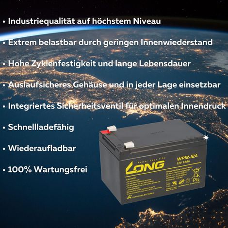 Kung Long WP12-12 12V 12Ah AGM Akku – passend für Panasonic LC-RA1212PG1 (1/5)