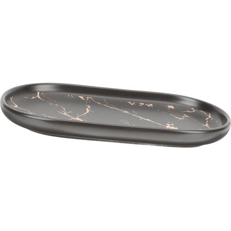 Plateau de Rangement de Bijoux en Céramique Effet Marbre, Facile à Nettoyer et Agréable Toucher, Organise Cosmétiques et Clés pour Salle de Bain ou Coiffeuse'-'- (1/5)