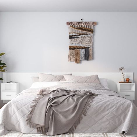 Testiera per Letto con Comodini in Legno Multistrato Bianco vidaXL (1/5)