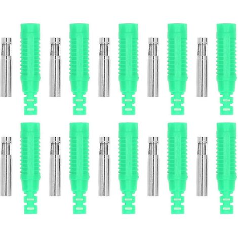 10er-Set Bananenbuchsen-Stecker aus Messing (PA-Buchse) mit Isolierschlauch, Presspassungsadapter J.10031Grün