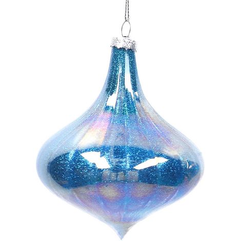 Pallina di Natale in vetro blu cm D10h15 Peraga Christmas