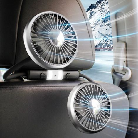Mini ventilateur de table, double tête, portable - col flexible, 3 vitesses de ventilation, idéal pour se rafraîchir en poussette, en voiture, en camping, au bureau, en chambre d'étudiant, à la plage, (1/5)
