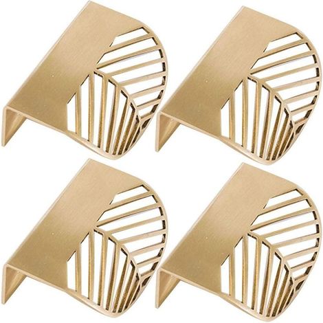 4pcs Forme des Feuilles d'or en Laiton Cabinet Poignées De Meubles De Cuisine Poignées Poignée De Porte en Cuivre Tiroir Tirettes (1/5)