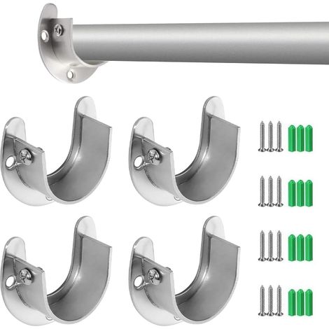 4 Supports Tringle Forme U, Alliage De Zinc, Avec Vis Et Chevilles, Pour Penderie, Rideau, Douche
