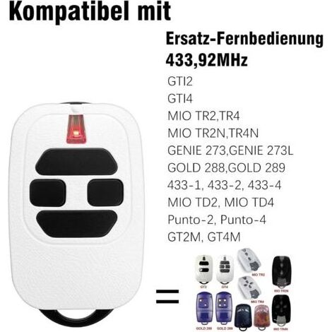 Ensemble de deux télécommandes, 433,92 MHz – compatible avec GTI2/4, GT2/4, MIO TR2/4, MIO TR2N/4N – émetteur motorisé mural – piles incluses (1/3)