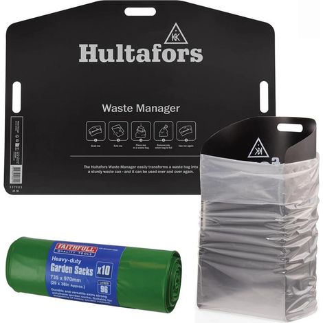 Hultafors 590600 Waste Manager Portable Fold Flat Bin + Strong Bags HUL590600
