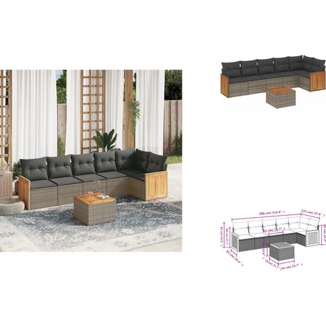 Salon de jardin avec coussins 7 pcs gris résine tressée - Ensemble Salon De Jardin - Meuble Extérieur - Jardin Design - Mobilier De Jardin - Set Salon De Jardin (1/3)