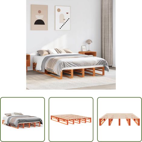 Cadre de lit bois pin - Cadre de lit sans matelas cire marron 120x200cm bois pin massif (1/5)
