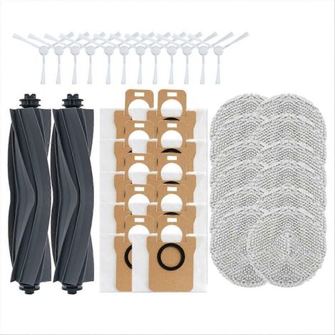 Pour aspirateur robot nettoyeur caoutchouc brosse latérale serpillière sacs à poussière (1/5)