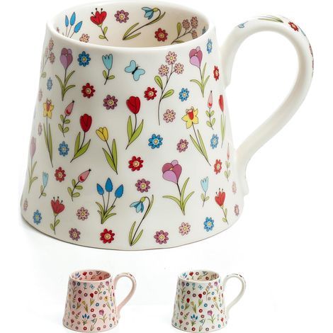 Keramik-Kaffeebecher – hübscher, kreativer Becher – einzigartiges Design – ideal für Zuhause oder Büro – 35 cl (12 oz) – geeignet für Latte, Tee, Milch (weiß)