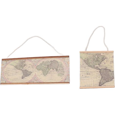Carte du monde miniature à l'échelle 1:12 (lot de 2), impression nette, sans danger pour les poupées, décoration pour salon. (1/5)