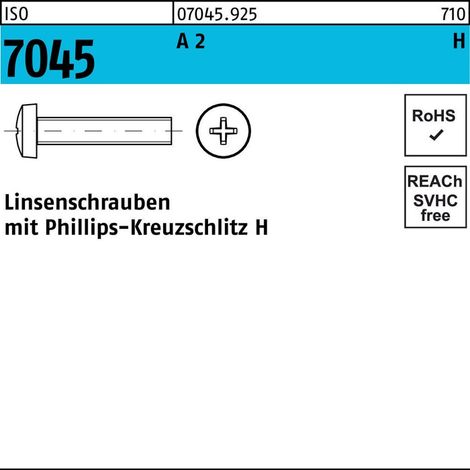 ISO 7045 Form C Linsenkopfschraube VG M6x25 Edelstahl A2 blank PH 200 Stk (1/2)