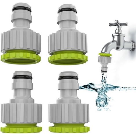 Conector 2 en 1 para grifos de jardín de 1/2 pulgada y 3/4 de pulgada - 4 piezas (1/5)