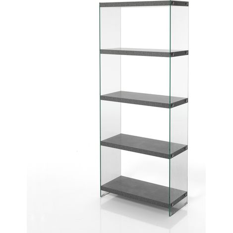 Libreria 5 ripiani effetto legno finitura cemento cm.H.170xL.70xP.29,5