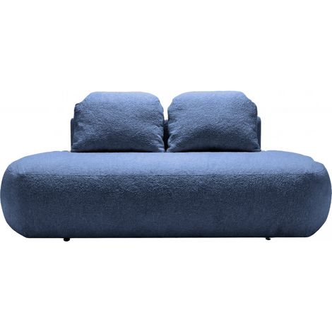 COLIN - Canapé droit convertible tissu texturé 2 places Gris clair (1/5)