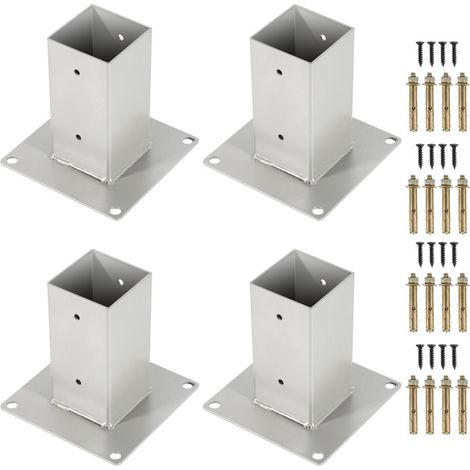 EINFEBEN 4x Pied de poteau carré Support carré à boulonner Pied à fixer pour poteau Poteaux De Clôture 90x90mm (1/5)