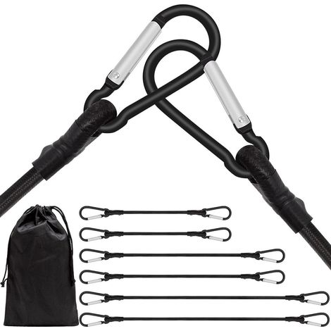 Spanngummi mit Karabiner 6er Set, 3 Größen 60-150cm, Extra Stark (1/5)