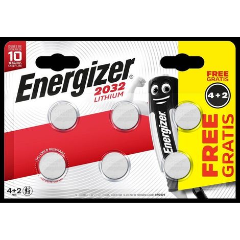 Confezione da 4 + 2 batterie a bottone al litio Cr2032 / DL2032 Ultimate, 3 V ENERGIZER