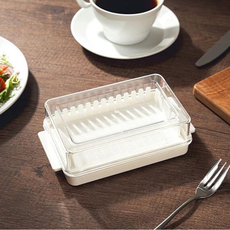 Butteraufbewahrungsbox mit luftdichtem Deckel – Versiegelter Kunststoffbehälter für den Kühlschrank – Käseschale, 17 x 9,5 x (1/5)