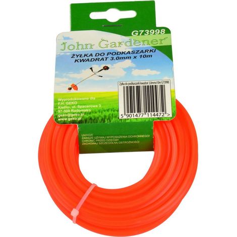 Hilo de corte cuadrado Geko de 3 mm, longitud 10 m, rojo