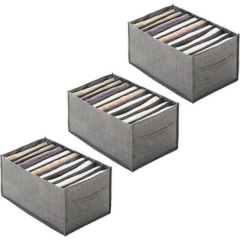 3-teiliger Kleiderschrank-Organizer, Aufbewahrungsboxen, Jeans-Organizer, stapelbare Aufbewahrungsbox, graue Aufbewahrungsbox für Schubladen und Kleiderschrank, B (1/5)