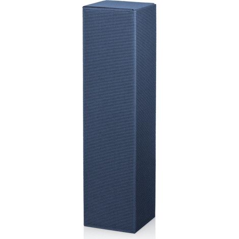 1000 x Faltschachtel für 1 Flasche 90x90x355 mm offene Welle Blau (1/2)