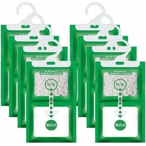 Tigrezy Lot de 8 sacs de déshumidification à suspendre dans une armoire, anti-humidité, anti-moisissure, désodorisant, anti-humidité pour cuisine et salle de bain (1/5)
