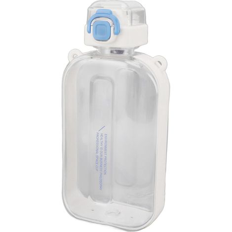 Gourde plate 750 ml en silicone PC fin et étanche avec sangle, idéale pour le sport et les activités de plein air (blanche). (1/5)
