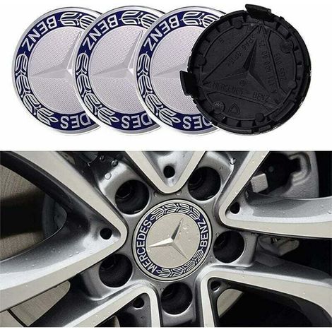 Set di 4 coprimozzi compatibili con Mercedes Benz 75 mm - Blu (1/4)