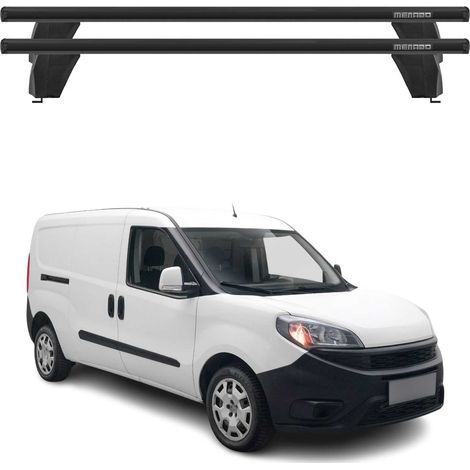 OMAC Dachträger Querträger Alu für Fiat Doblo II Maxi 2015-2021 – Abschließbar – T-Nut – City-Crash-getestet – Max. 75 kg Schwarz (1/5)