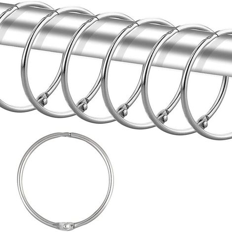 24 Pcs Shower Curtain Rings, Rustproof Shower Curtain Hooks for Bathroom, Decorative Round Shower Curtain Rings and Shower Curtain Rod Hooks, Silver (1/4)