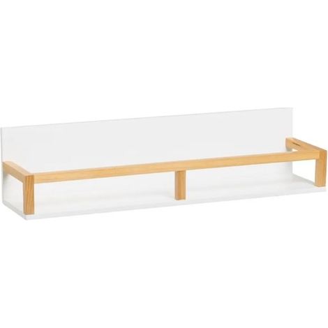Étagère murale - JUANIO - 30x12x14 cm - Bois de peuplier & MDF laqué blanc - Blanc - Charge 5 kg (1/5)