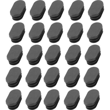 25 Pièces Table Chaise Pieds Jambe Tuyau Ovale en Plastique, L'École Bureau Ovale Plastique Protection Pied Jambe Président Noir Tube (39 x 19mm) (1/5)