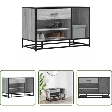 Holzschuhbank - Schuhbank Grau Sonoma 80x40x53,5 cm Holzwerkstoff und Metall (1/5)