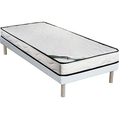 Set 90 x 190 cm Rete a doghe con giroletto + Materasso schiuma e rivestimento bambù  - KANANI di NATUREA