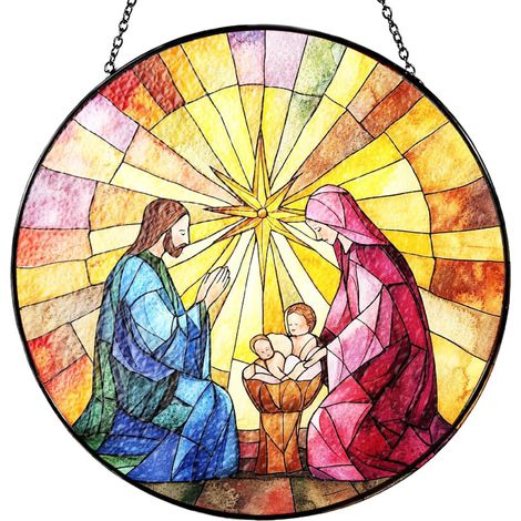 Attrape-soleil vitrail 9 cm – Décoration maison suspendue pour mur et fenêtre, cadeau Noël, anniversaire (1/4)
