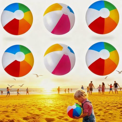 Pack of 6 Water Balls, Inflatable Water Balls, Inflatable Balls, Summer Swimming Water Toy, for Children, Adults, Beach, Beach Toy, Party Favours (1/5)