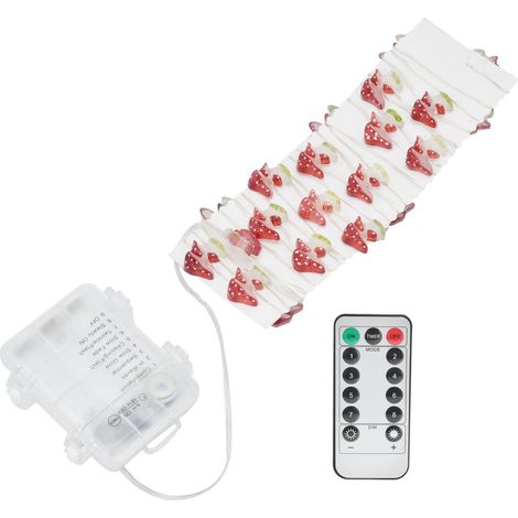 Guirlande lumineuse 30 LED forme champignon, fil cuivre 3 mètres, blanc chaud, décoration extérieure fête, ambiance festive. (1/5)