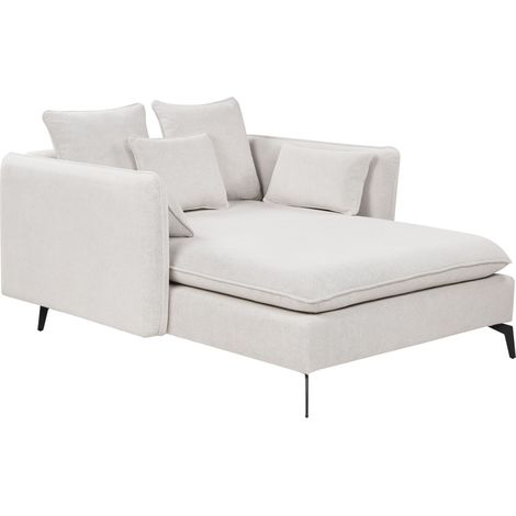 Chaise Lounge moderna simmetrica in tessuto poliestere Braccioli Cuscino Schienale Beige Chiaro Charmes