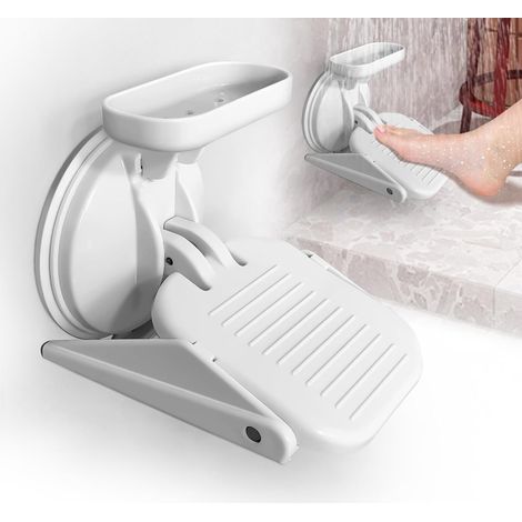 Repose-pieds de douche, repose-pieds de salle de bain avec ventouse puissante, sans perçage, repose-pieds antidérapant pour rasage, repose-pieds de pédicure, convient pour un usage domestique ou hôtel (1/5)