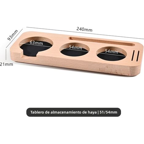 Support de base pour tamper à café 51MM 54MM 58MM, station de barista avec matrice en coton pour accessoires de portafiltre et expresso, en bois de noyer (1/4)
